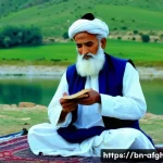 Home 22 파슈토 문학 작품 소개 - **A Poetic Gathering in a Mountain Valley:**
A serene and dignified image of two revered classic...