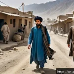 Home 19 탈레반 재집권 과정 - A detailed scene depicting the impact of the US military withdrawal on Afghanistan’s political lands...
