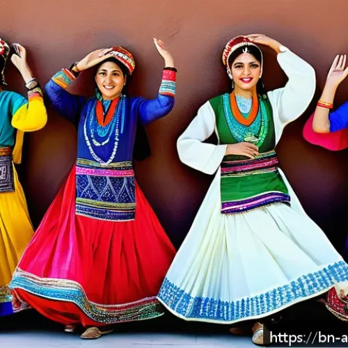 Home 30 전통 아프가니스탄 춤 아타나 - A vibrant scene of traditional Afghan dance from western Afghanistan, featuring a group of dancers i...